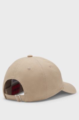 Cotton-twill cap with stacked-logo lettering, Beige