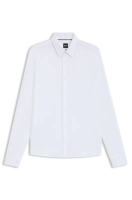Slim-fit shirt in structured performance-stretch fabric 1