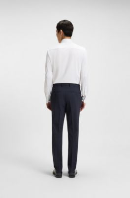 Slim-Fit Hemd aus funktionalem Stretch-Gewebe mit Struktur, Wei&szlig;