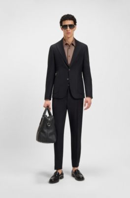 Slim-Fit Hemd aus funktionalem Stretch-Gewebe mit Struktur, Braun