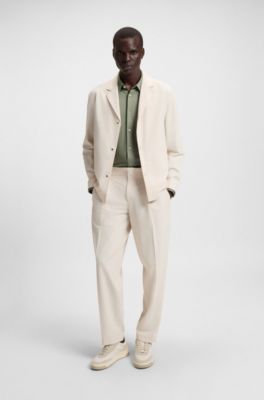 Slim-fit shirt in structured performance-stretch fabric, Green