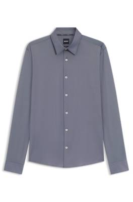 Slim-fit shirt in structured performance-stretch fabric 1