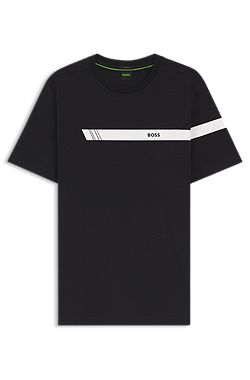 Regular-fit T-shirt in stretch cotton with logo stripe