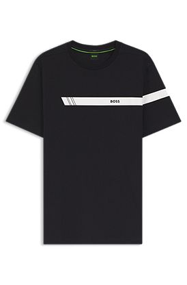 Regular-fit T-shirt in stretch cotton with logo stripe