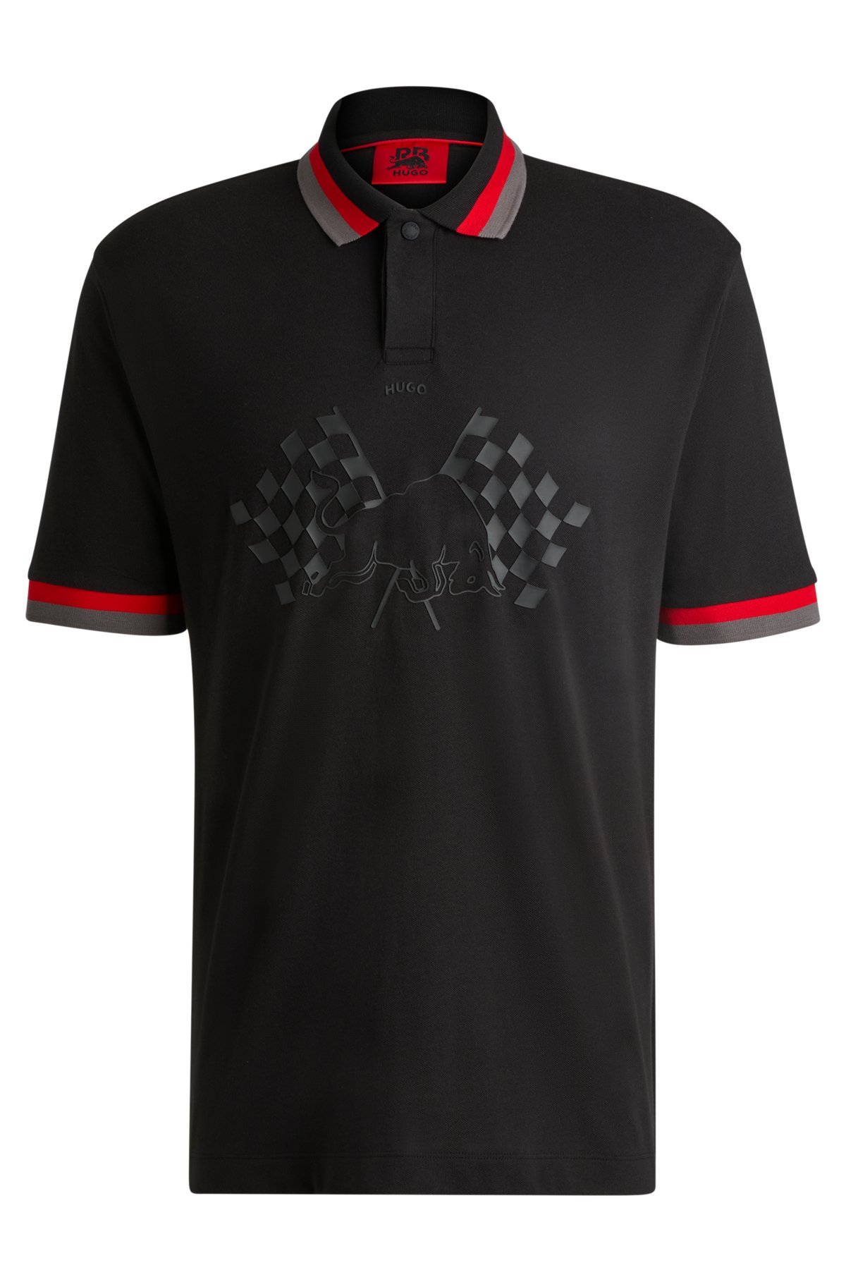 HUGO x RB relaxed-fit polo shirt with signature bull motif, Black