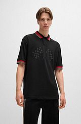 HUGO x RB relaxed-fit polo shirt with signature bull motif, Black