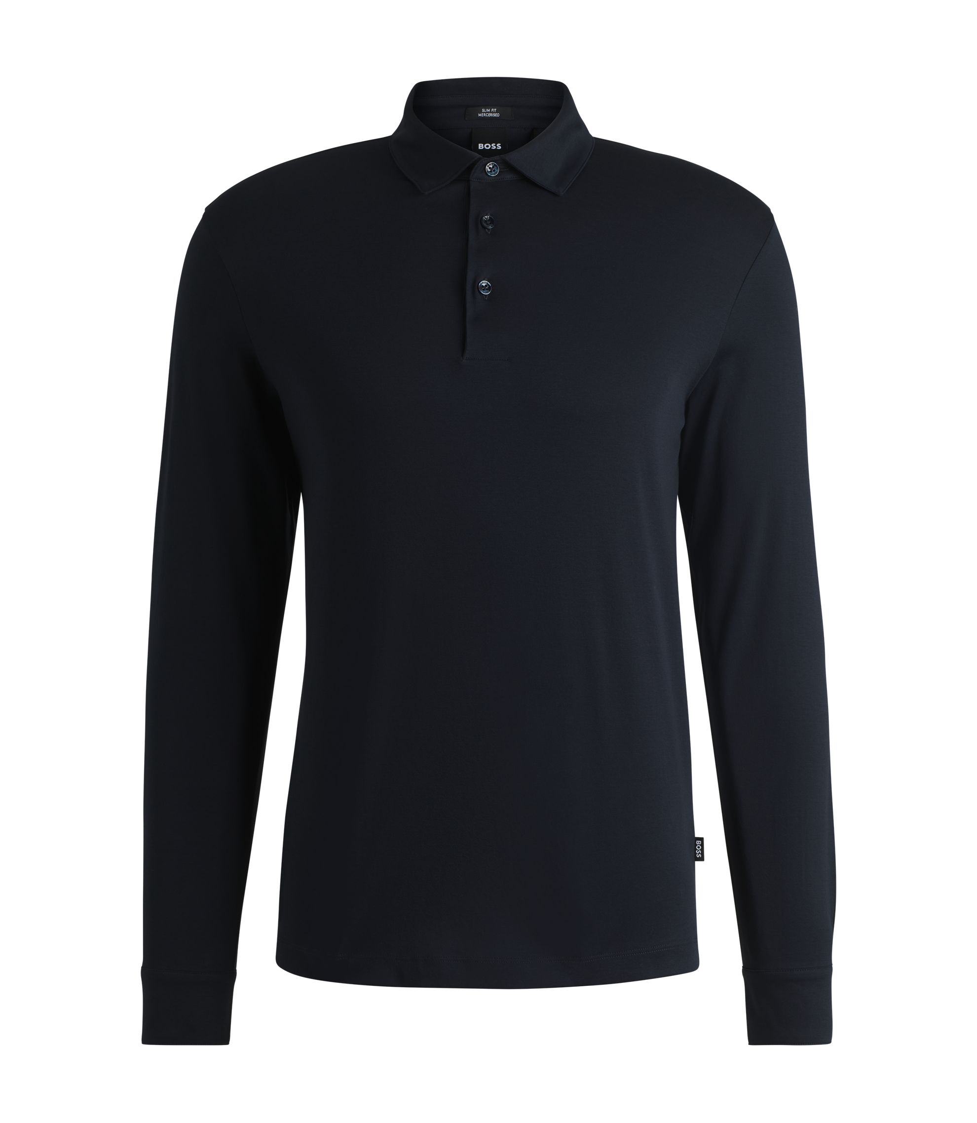 BOSS - Mercerised-cotton polo shirt in a slim fit - Dark Blue