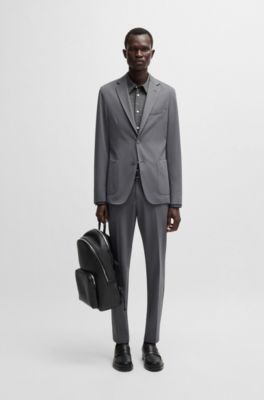 Slim-fit shirt in melange performance-stretch jersey, Light Grey