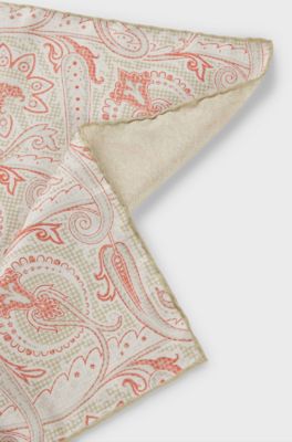 Silk pocket square with digital prints, Light Beige