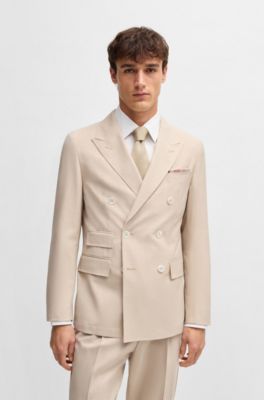 Silk pocket square with digital prints, Light Beige