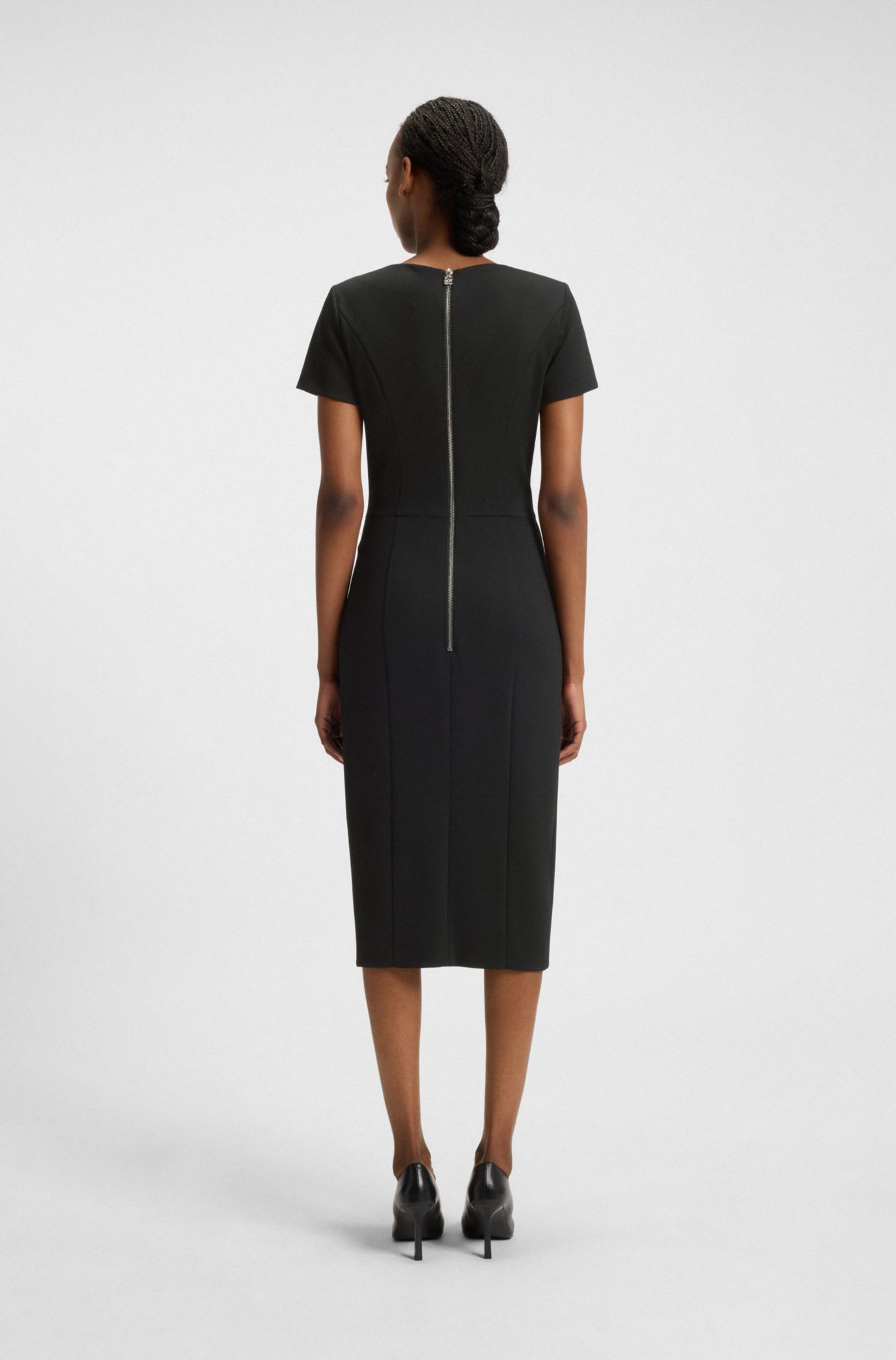 Hugo Boss■BOSS Womenswear■Vネックドレス BOSS - Vネックドレス ストレッチファブリック - ブルー
