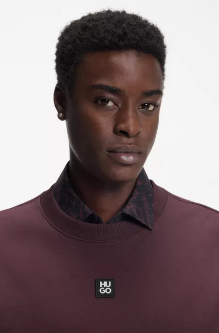 Cotton-blend sweatshirt with stacked-logo badge