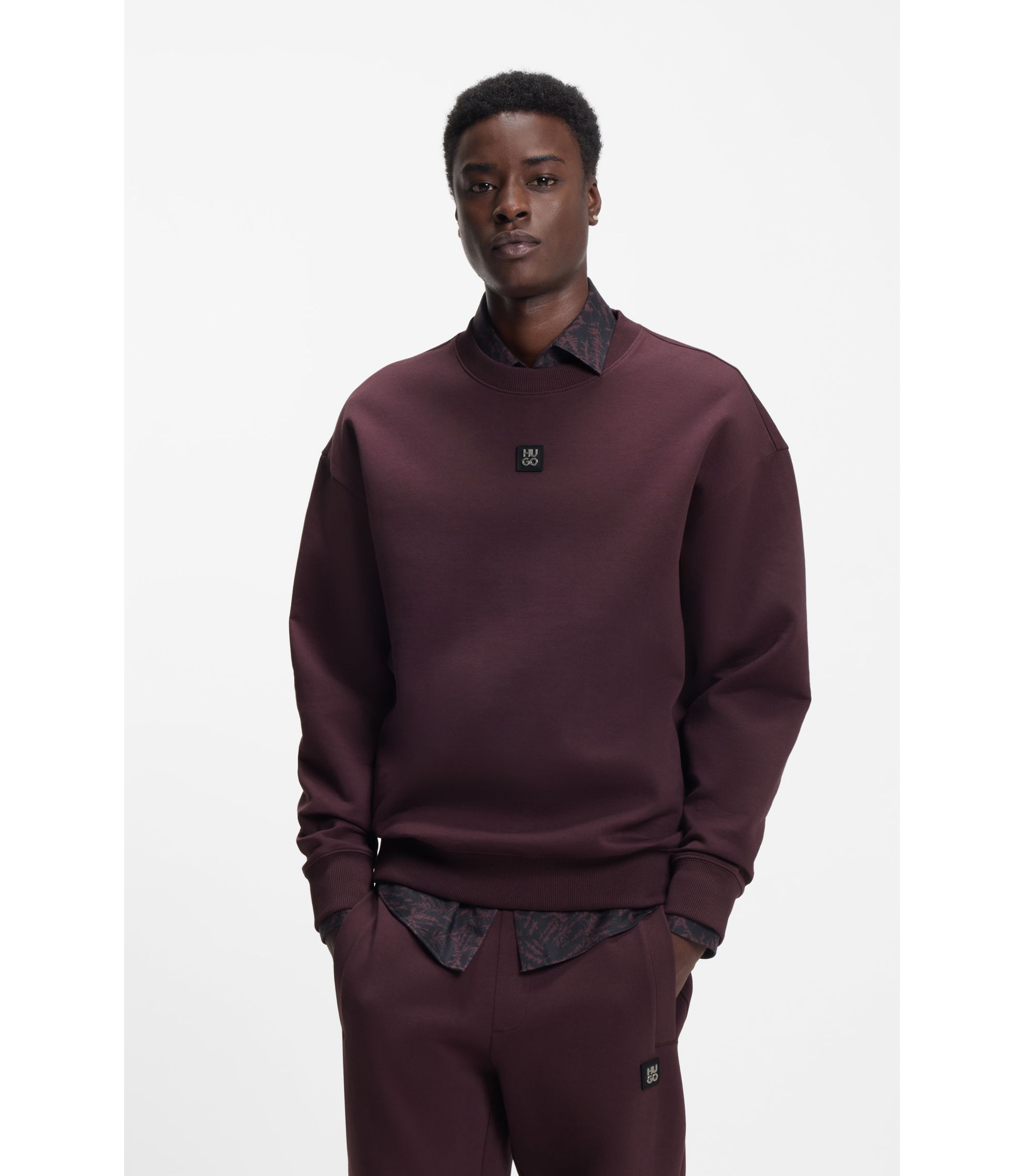 Sweatshirt aus Baumwoll-Mix mit Stack-Logo-Aufnäher