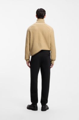 Cotton-blend tracksuit bottoms with stacked logo, Black