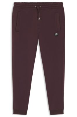 Cotton-blend tracksuit bottoms with stacked logo, Dark Red