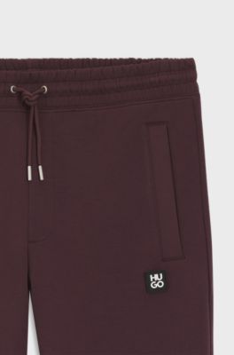 Cotton-blend tracksuit bottoms with stacked logo, Dark Red