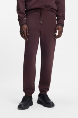 Cotton-blend tracksuit bottoms with stacked logo, Dark Red