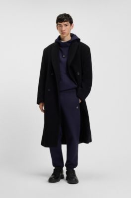 Cotton-blend tracksuit bottoms with stacked logo, Dark Blue