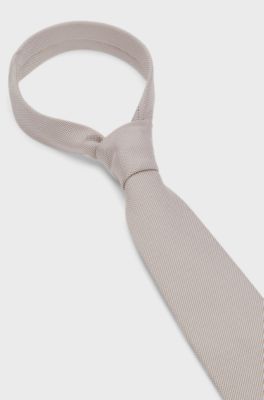 Structured tie in silk-cotton jacquard, Light Beige
