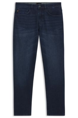 Jean Tapered Fit bleu fonc&eacute; en denim stretch confortable, Bleu fonc&eacute;