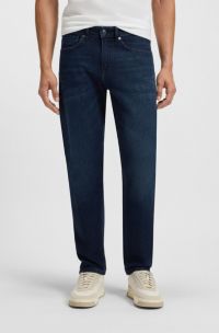 Jeans con fit affusolato in comodo denim elasticizzato blu, Blu scuro