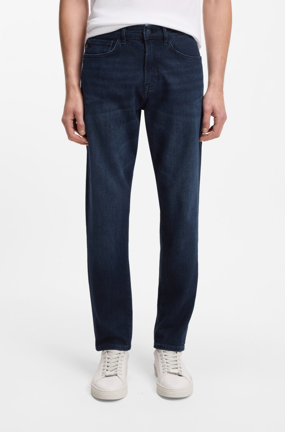 Tapered-fit jeans in pure-blue stretch denim