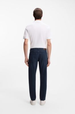 Tapered-fit jeans in pure-blue stretch denim, Dark Blue