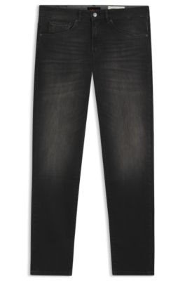 Boss Jeans Super Soft Black Jeans BOSS Tapered-fit Jeans In Black
