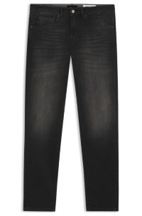 Tapered-fit jeans in black super-stretch denim, Black