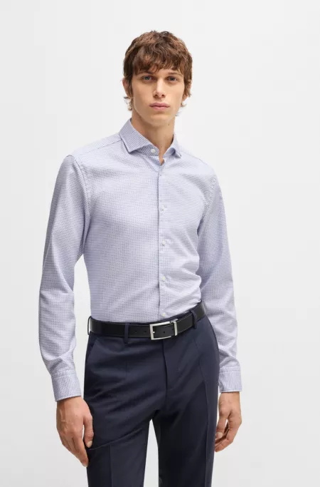 Casual-fit shirt in patterned cotton