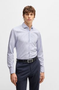 Casual-fit shirt in patterned cotton, Blue Patterned
