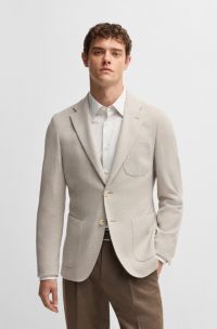 Slim-fit blazer in virgin wool, cotton and cashmere, Natural