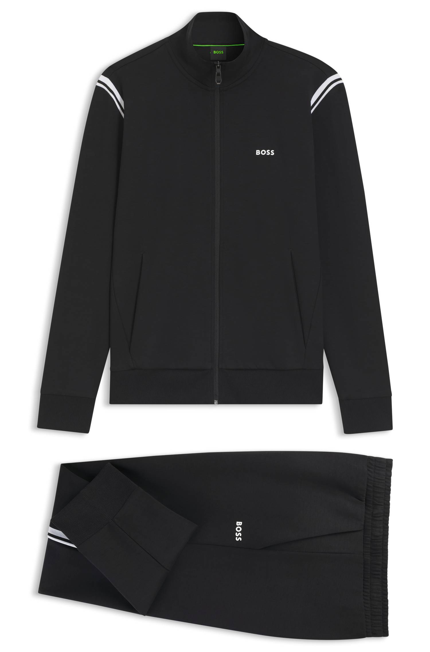 Boss Stretch-cotton regular-fit tracksuit set with stripe inserts tröjor herr – bild 4