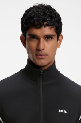 Conjunto de ch&aacute;ndal regular fit de algod&oacute;n el&aacute;stico con apliques a rayas, Negro