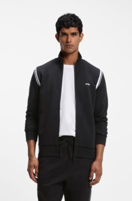 Conjunto de ch&aacute;ndal regular fit de algod&oacute;n el&aacute;stico con apliques a rayas, Negro