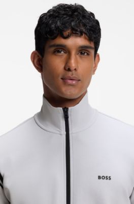 Tuta sportiva regular-fit in cotone elasticizzato con inserti a righe, Grigio chiaro