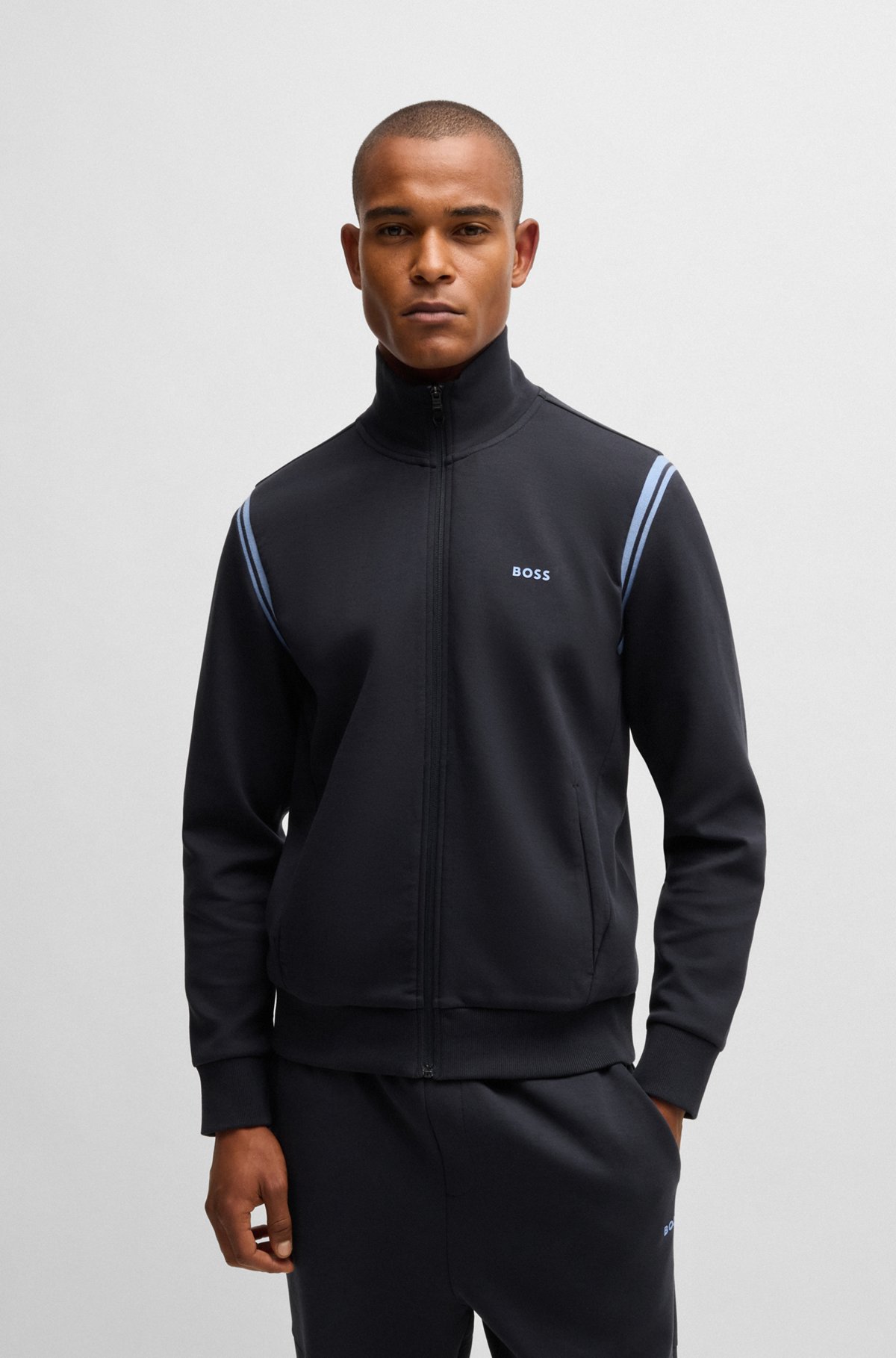 BOSS - Stretch-cotton regular-fit tracksuit set with stripe BOSS - Stretch-cotton regular-fit tracksuit set with stripe