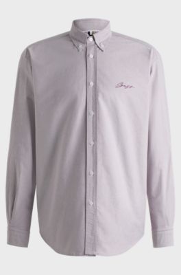 Relaxed-fit shirt in Oxford cotton, Purple