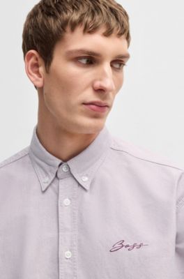 Relaxed-fit shirt in Oxford cotton, Purple