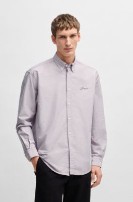 Relaxed-fit shirt in Oxford cotton, Purple