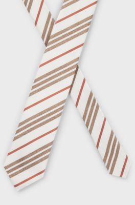 Diagonal-stripe tie in Italian-made silk jacquard, White Patterned