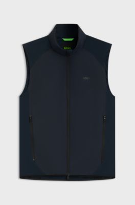 Water-repellent golf vest with decorative reflective details, Dark Blue