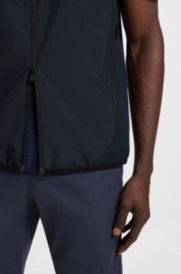Water-repellent golf vest with decorative reflective details, Dark Blue