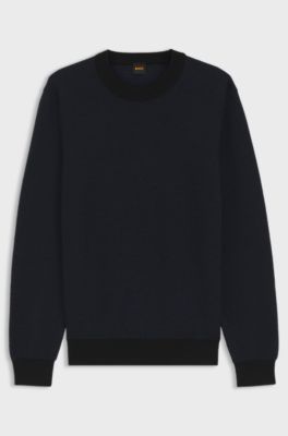 Maglione lavorato in misto cotone, Nero