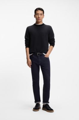 Knitted sweater in a cotton blend, Black