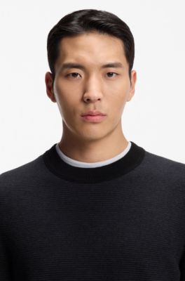 Knitted sweater in a cotton blend, Black