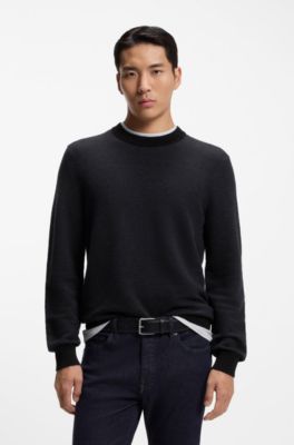 Knitted sweater in a cotton blend, Black