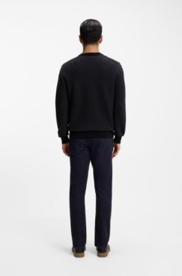 Maglione lavorato in misto cotone, Nero