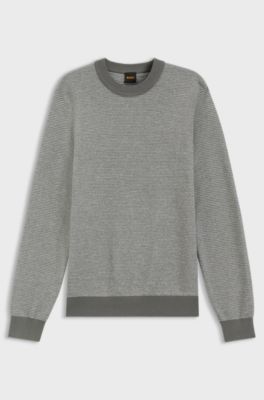 Knitted sweater in a cotton blend, Light Grey