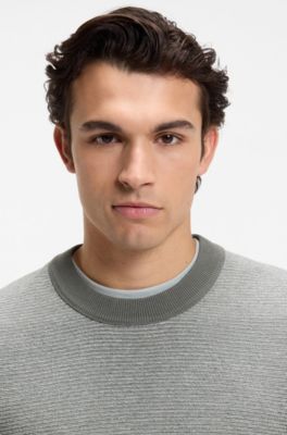 Knitted sweater in a cotton blend, Light Grey